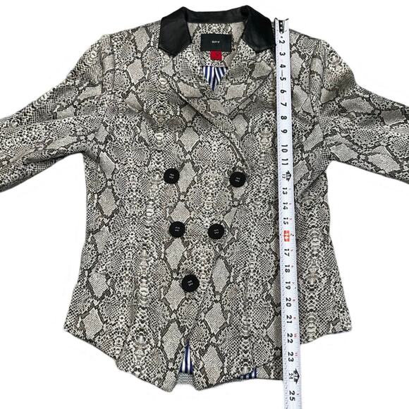 SPY Snake Skin Print Faux Leather Collar Blazer Button‎ Jacket - Size 3 - Picture 9 of 12